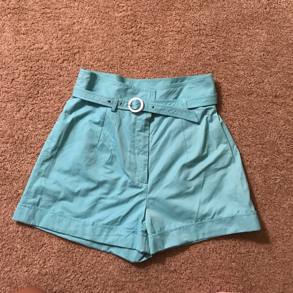 Tracy Reese high-waisted green shorts